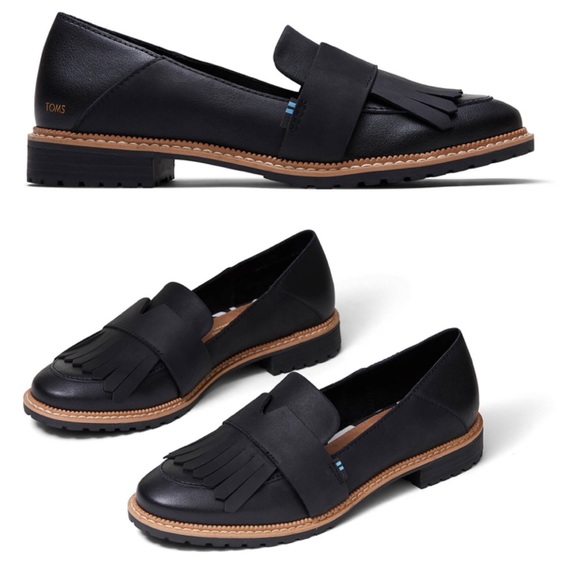 Toms Shoes - NWT TOMS Mallory Black Leather Loafer Dress Career